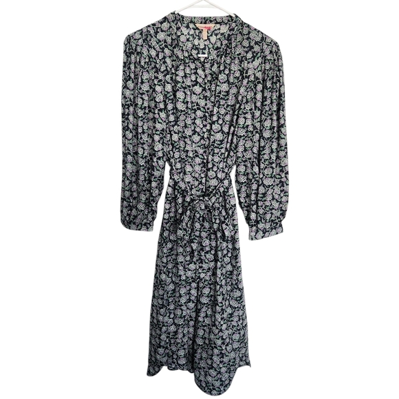 Rebecca Taylor Silk Midi Floral Belted Shirt Dress 6 Cottagecore Farmhouse‎